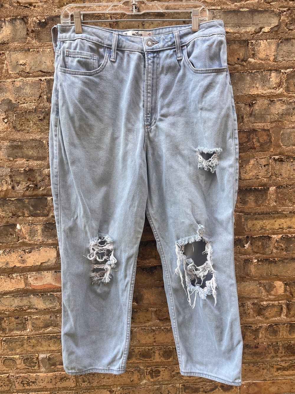 Hollister Curvy Ultra High Rise Denim Jeans Distressed Size 13 Juniors
